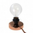 Posaluce, the coppered metal table lamp for lampshade, with textile cable, in-line switch and english plug