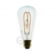 LED Transparent Light Bulb - Edison ST64 Curved Double Loop Filament - 5W 280Lm E27 2200k Dimmable