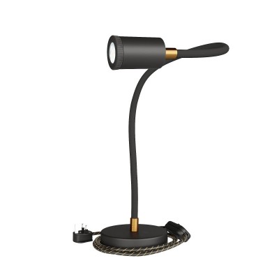 Table Flex GU1d0 flexible table lamp with mini LED spotlight - Black