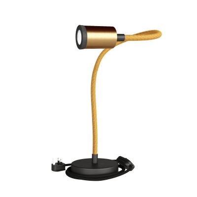 Table Flex GU1d0 flexible table lamp with mini LED spotlight - Black - Brushed bronze