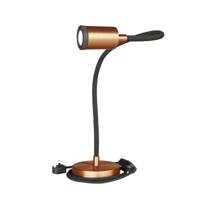 Table Flex GU1d0 flexible table lamp with mini LED spotlight - Brushed copper