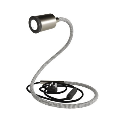 GU1d-one flexible lamp without base with mini LED spotlight - Brushed titanium