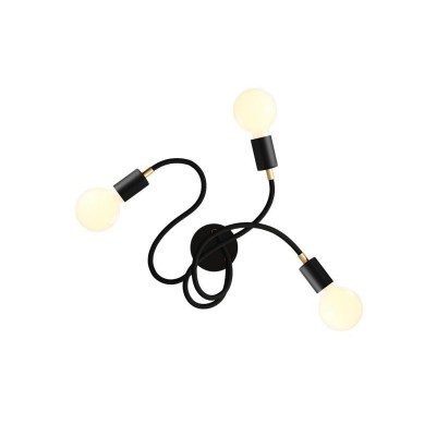 Flex 60 wall or ceiling lamp flexible provides diffused light with LED G95 light bulb - Black