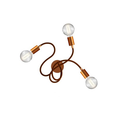 Flex 60 wall or ceiling lamp flexible provides diffused light with LED G95 light bulb - Brushed copper