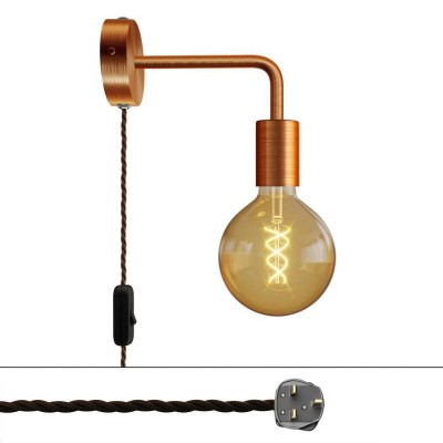 Spostaluce metal Lamp with curved extension - Brushed copper