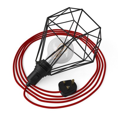 Table Snake - Plug-in lamp with cage Diamond lampshade - Black