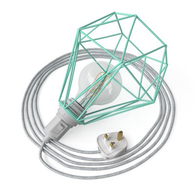 Table Snake - Plug-in lamp with cage Diamond lampshade - Turquoise