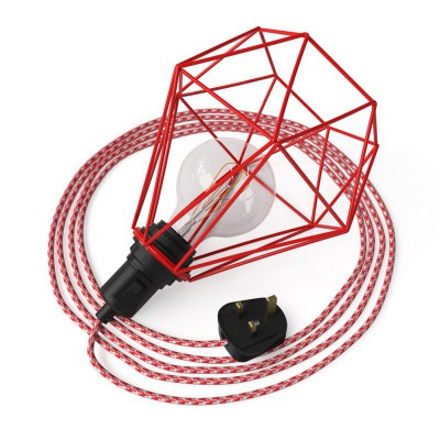 Table Snake - Plug-in lamp with cage Diamond lampshade - Red