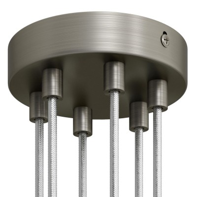 Cylindrical metal 6-hole ceiling rose kit - Brushed titanium