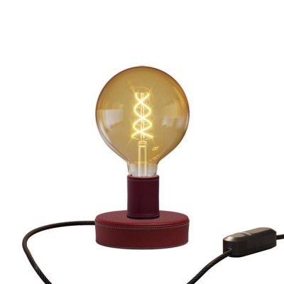 Posaluce Globo Leather Table Lamp - Burgundy