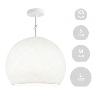 Suspension Lamp with Dome Lampshade - White Polyester