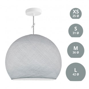 Suspension Lamp with Dome Lampshade - Pearl Grey Polyester