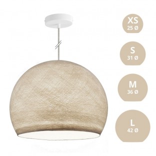 Suspension Lamp with Dome Lampshade - Ecru beige Polyester