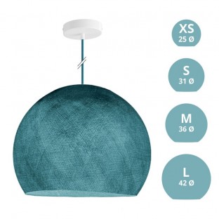 Suspension Lamp with Dome Lampshade - Petrol Blue Polyester