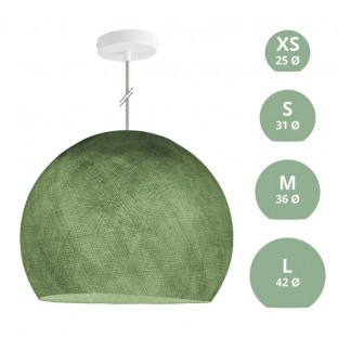 Suspension Lamp with Dome Lampshade - Olive Green Polyester