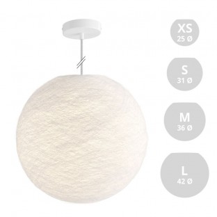 Suspension Lamp with Sphere Lampshade - White Polyester