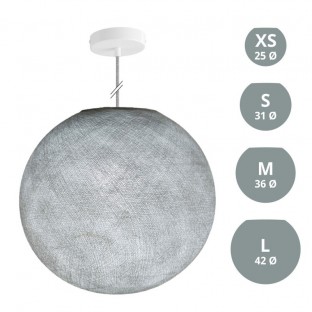 Suspension Lamp with Sphere Lampshade - Pearl Grey Polyester