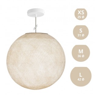 Suspension Lamp with Sphere Lampshade - Ecru beige Polyester