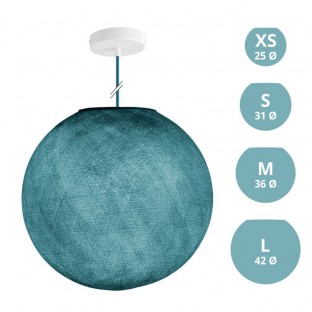 Suspension Lamp with Sphere Lampshade - Petrol Blue Polyester