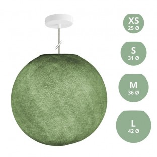 Suspension Lamp with Sphere Lampshade - Olive Green Polyester