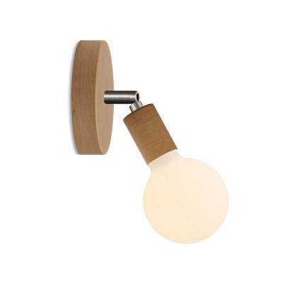 Fermaluce Lightbulb wooden Joint with Porcelain Globe lightbulb - Neutral