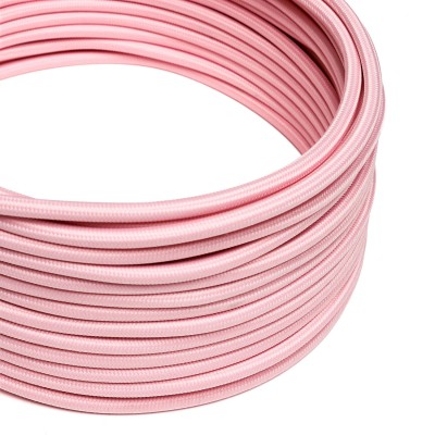 Round Electric Cable covered by Rayon solid color fabric RM16 Baby Pink