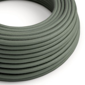 Round Electric Cable covered by Cotton solid color fabric RC63 Green Grey