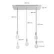 5-light pendant lamp with 675 mm rectangular XXL Rose-One, featuring fabric cable and metal finishes