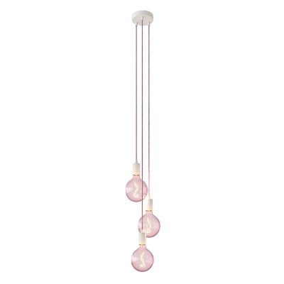 3-light multi-pendant lamp featuring fabric cable and metal finishes