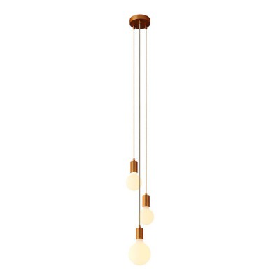 3-light multi-pendant lamp featuring fabric cable and metal finishes - Brushed copper