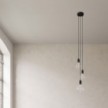 3-light multi-pendant lamp featuring fabric cable and metal finishes