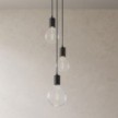 3-light multi-pendant lamp featuring fabric cable and metal finishes