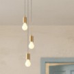 3-light multi-pendant lamp featuring fabric cable and metal finishes