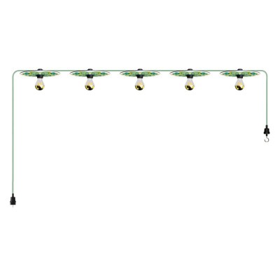 Maioliche' String Light Lumet System starting from 7,5 m with fabric cable, 5 lamp holders and lampshades, hook and black plug - Majolica Yellow - Green